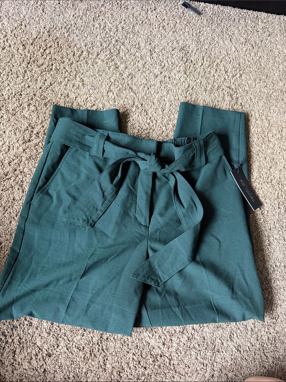 Rachel Zoe Emerald Green Tie-Waist ankle pant